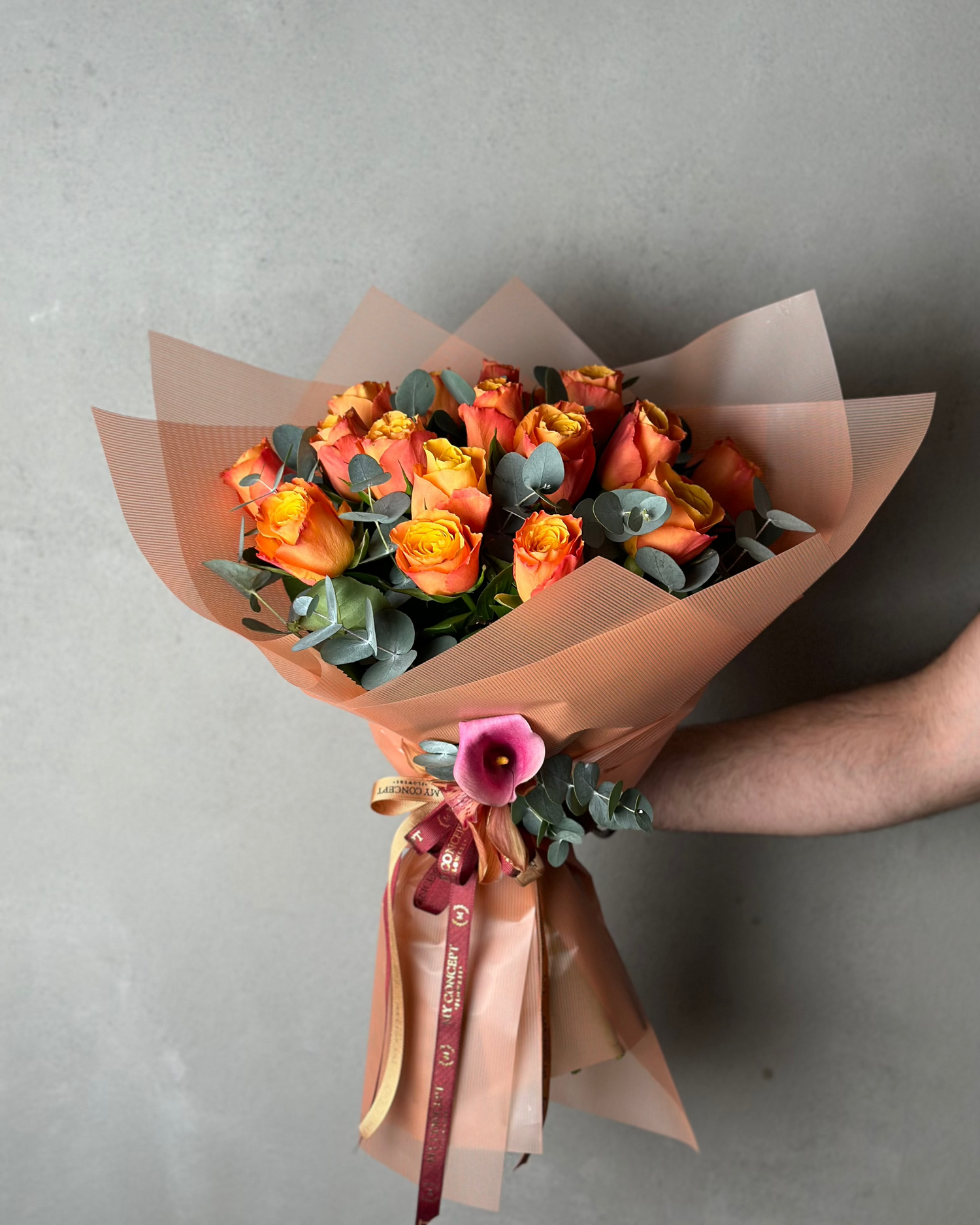 21'li Turuncu Gül Buketi