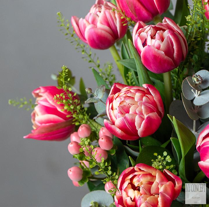 Pink Tulips Glass