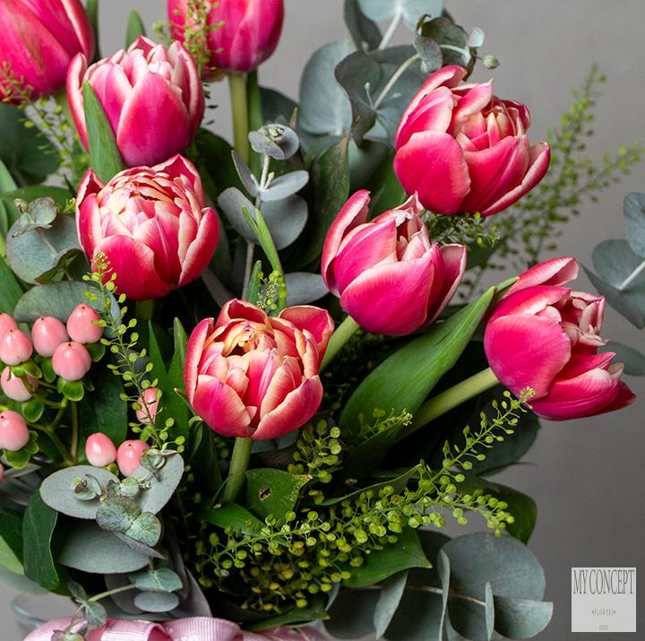 Pink Tulips Glass